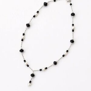 Natural Pearl & Blue Goldstone Beaded Necklace 18’